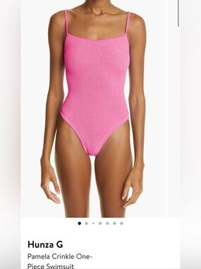 Hunza G Bubblegum Pink Pamela Crinkle One-Piece Swimsuit